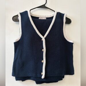 Sincerely Jules Women Navy and White Buttoned Vest Set